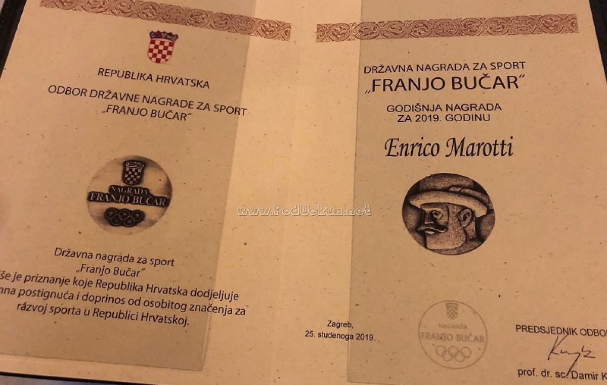 Enrico Marotti primio Državnu nagradu za sport ‘Franjo Bučar’ u 2019. godini @ Zagreb